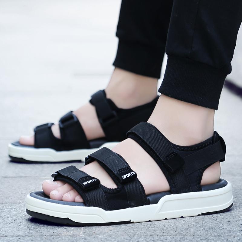 12 Sandal Musim Panas Anak Laki-laki Sepatu Pantai Musim Panas Remaja (Hitam)