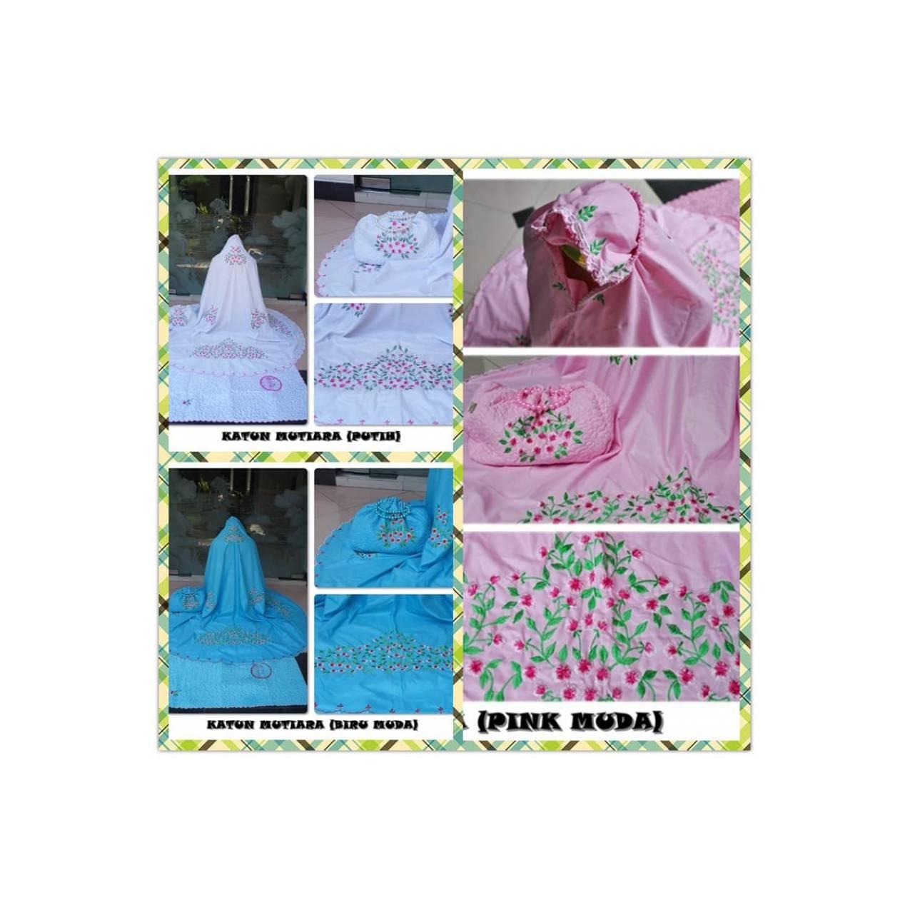 MUKENA KATUN MUTIARA - MUKENA BORDIR HANDMADE BAHAN KATUN MINYAK LEBIH