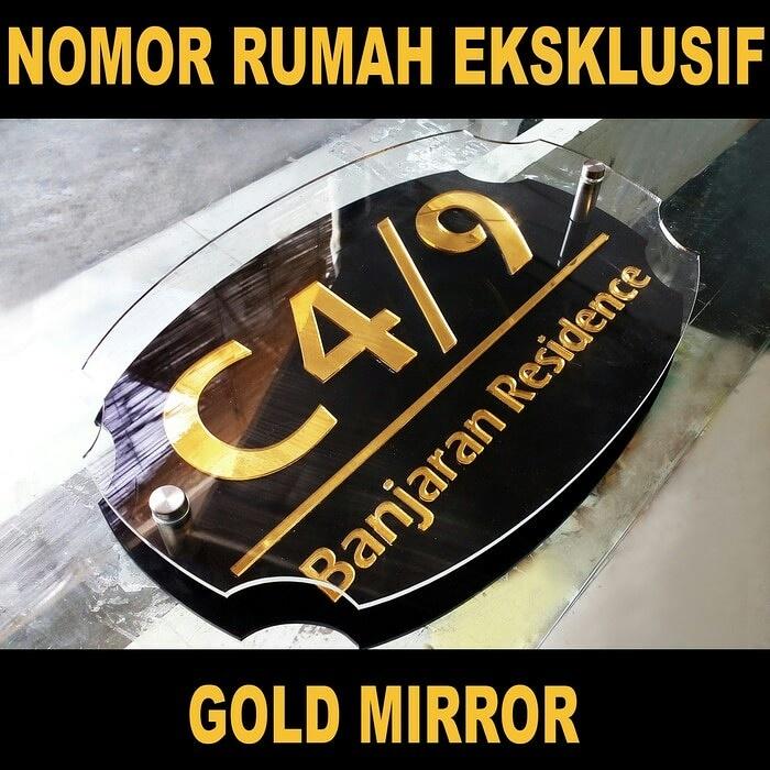 Eksklusif Plat Nomor Rumah Acrylic Gold 3 Layer Dekorasi Dinding Akrilik