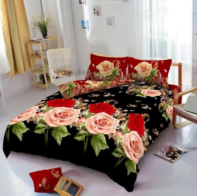 BEDCOVER SET KINTAKUN MIRANDA QUEEN 160 No.2 BCS MAWAR MERAH KREM ROSE
