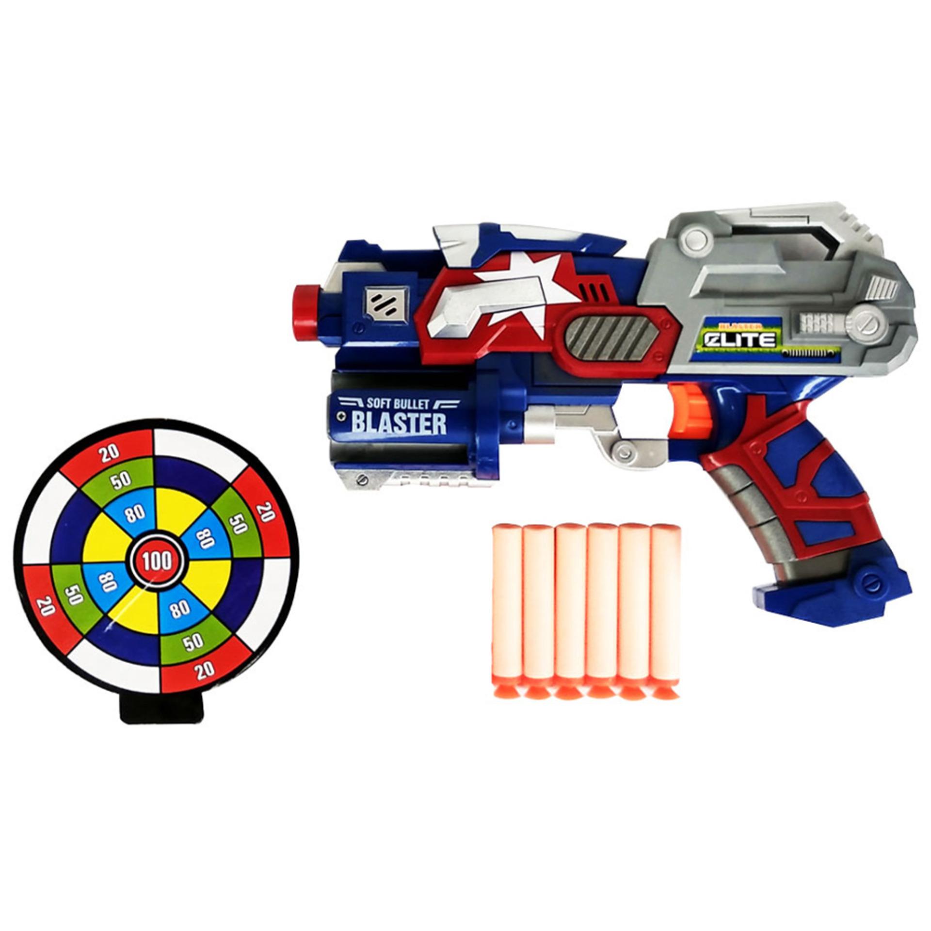 Pistol Mainan Anak - Senapan Tembakan - Soft Bullet Blaster Elite - Captain - biru