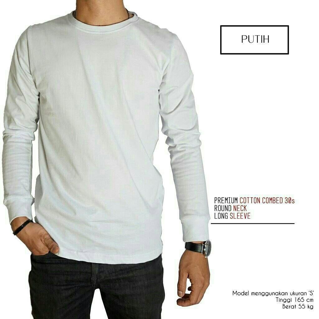 T-Shirt Unisex / Kaos Polos Lengan panjang Combed 30s Putih