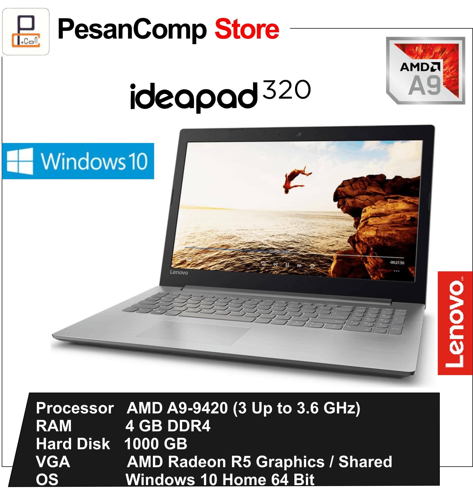 Lenovo IdeaPad 320 - AMD A9-9420 / Windows 10 / AMD Radeon R5 Integrated Graphics / 1TB/ 4GB DDR4/ 14 Inch/ DVDRW / Garansi Resmi Lenovo