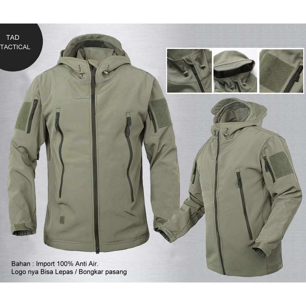 Jaket TAD Hijau Army Polos Jaket Tactical Waterproof Anti Air Bahan Import Jaket Bola Jaket Gunung Distro Pria Grosir Bandung