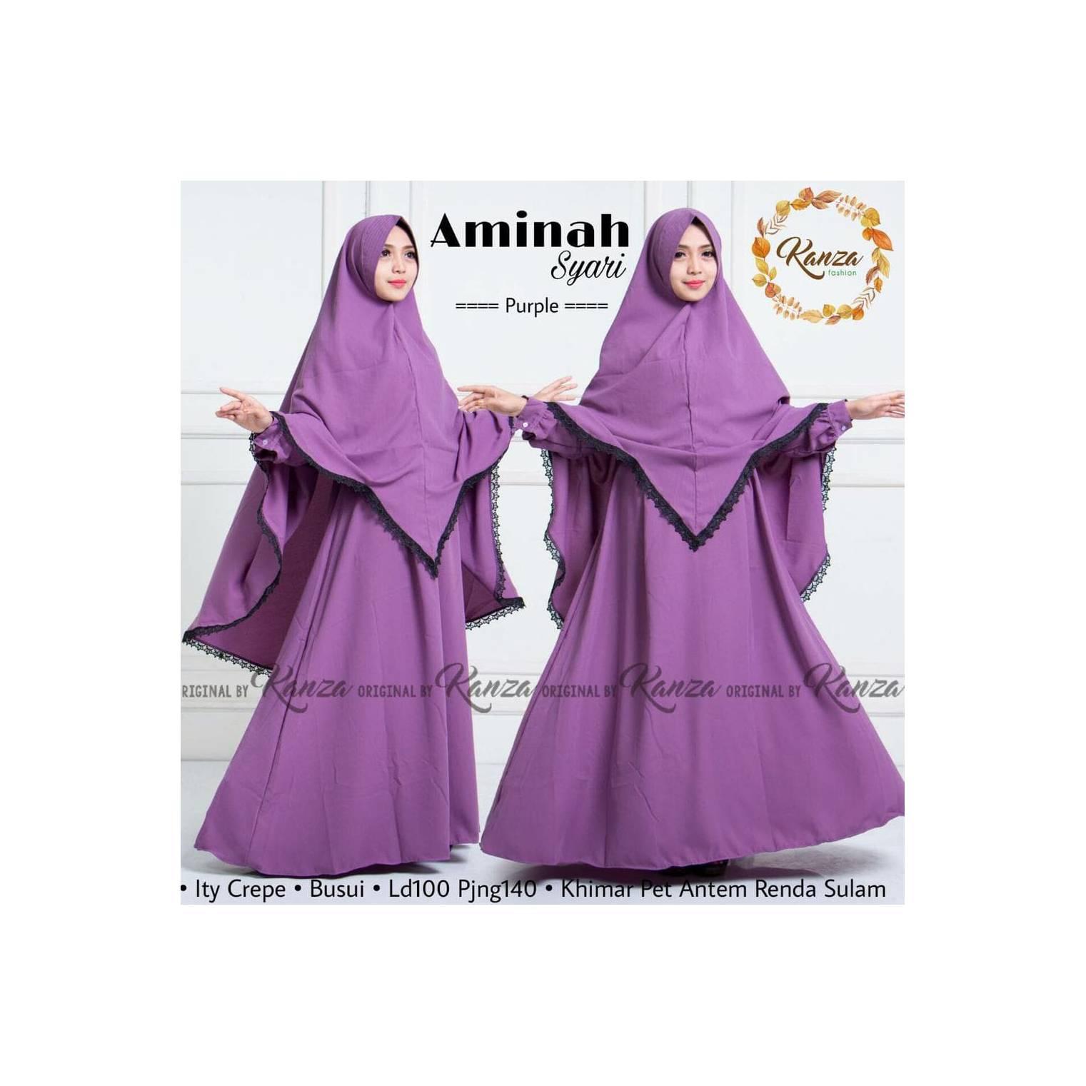 AMINAH SYAR'I gamis set khimar kombinasi renda muter full cantik KANZA