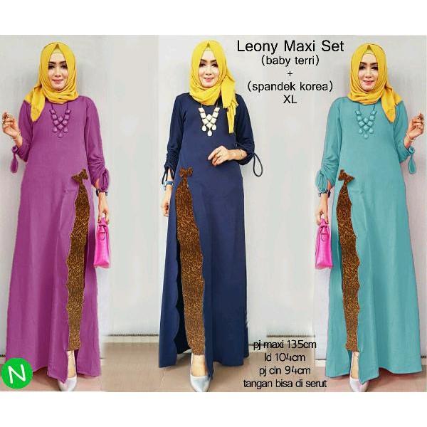 Promo Hari Ini Cn 65147 Maxi Celana Panjang Slit Dress Terusan Gamis Maxi Syari Simple Elegan Wanita