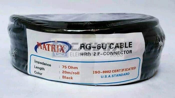 Kabel Matrix RG6 Parabola + Jack Konektor F5 20 Meter 20m 5C Coaxial
