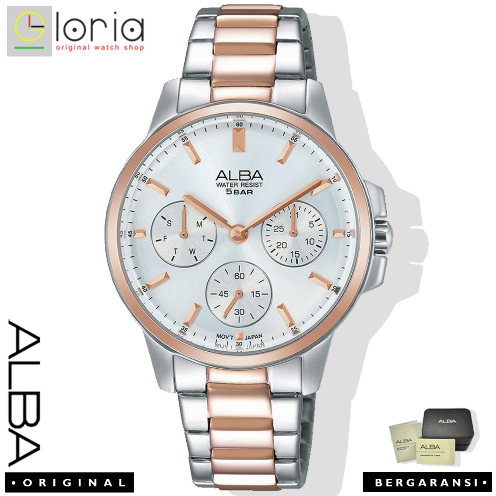 Alba Fashion Jam Tangan Wanita - Tali Stainless Steel - Silver RoseGold - AP6484X1