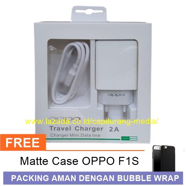 OPPO Charger Fast 5V-2A Micro USB For Oppo F1 Plus Original - Putih + Free Matte Case Oppo F1s