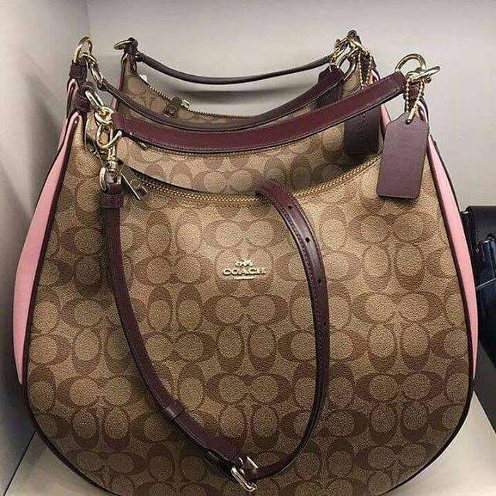 ASLI!!! Tas Coach Original. Coach Harley Hobo Large Sign Khaki n Pink NwT - 573zrZ