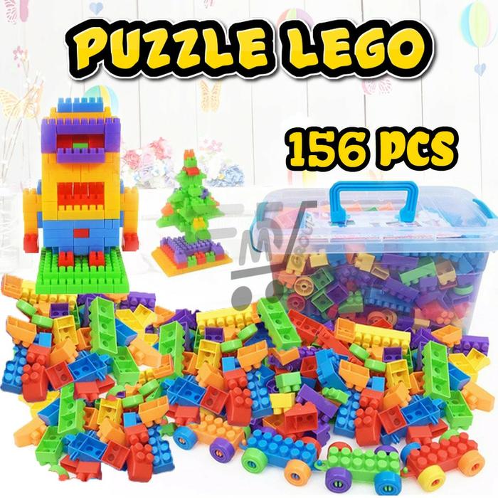 Mainan Anak Edukasi Puzzle Lego [ Box + Isi 156 Pcs ]