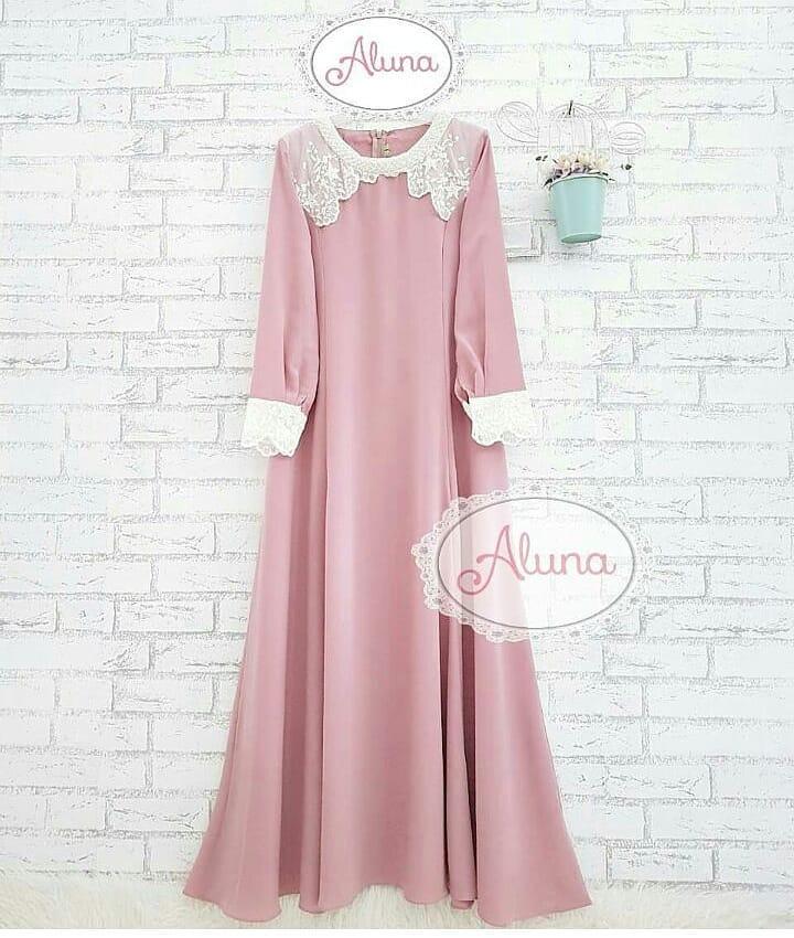Baju Muslim Original Gamis Zira Dress Wolfice Mix Renda Muslim Panjang Dress Casual Wanita Pakaian Hijab Modern Baju Gamis Modis Trendy Gaun Terbaru