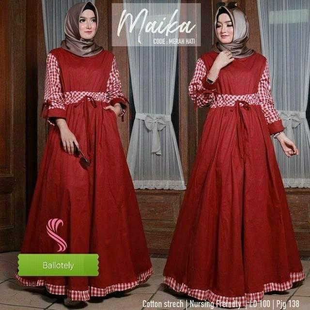DRESS JUMBO MAIKA TERMURAH (gamis,dress,baju muslim.gamis pesta, grosir bandung,syari,baju murah) (premium XL merah)