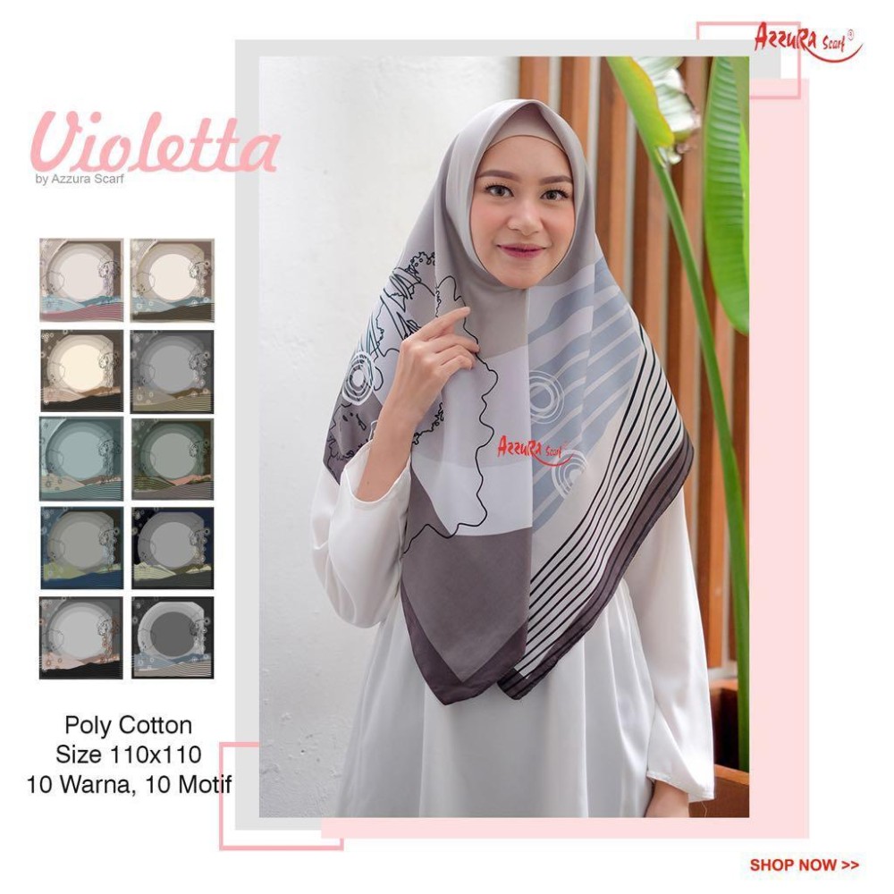 Jilbab Segiempat Motif Violetta Azzura Scraft