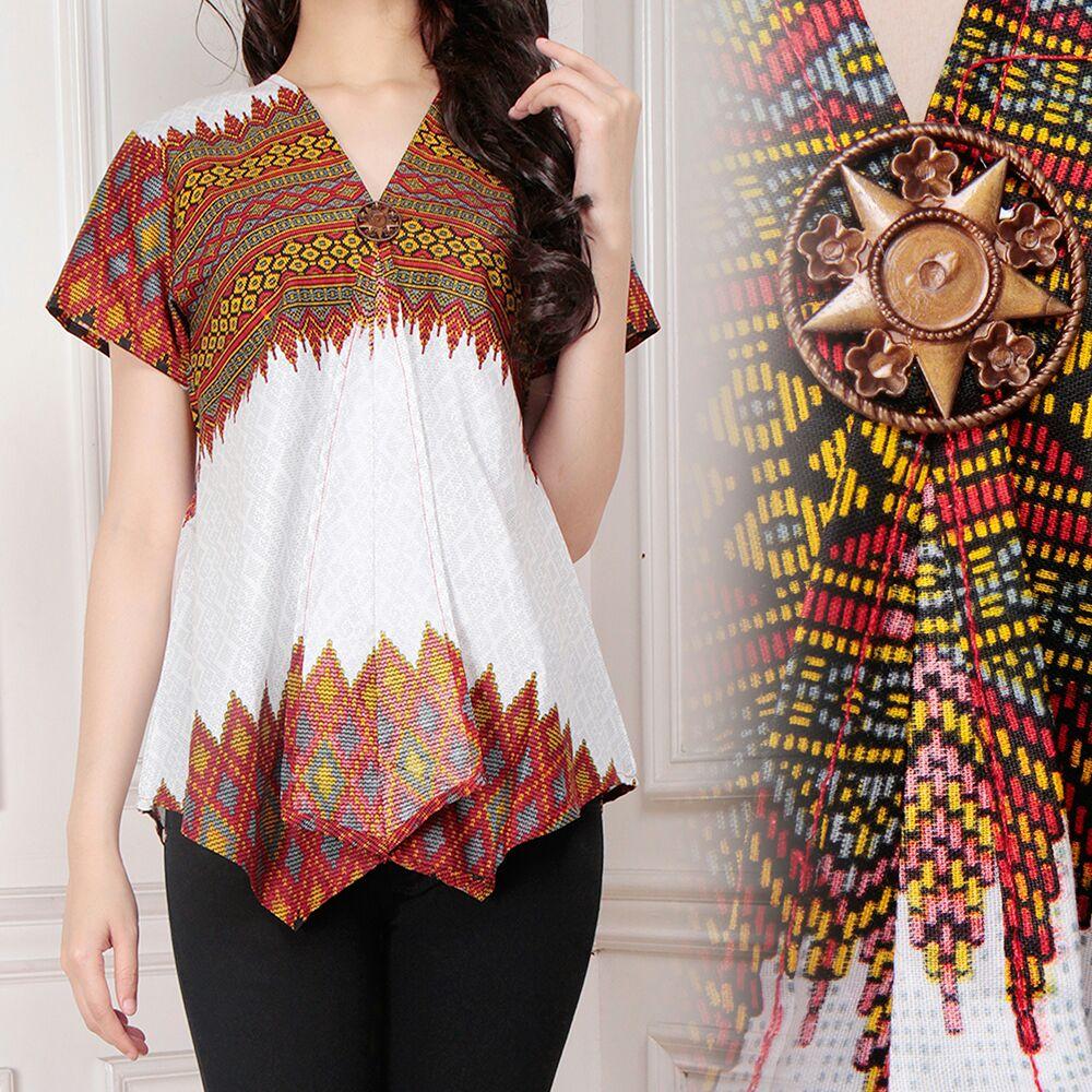 SB Collection Atasan Blouse Sarah Kemeja Lengan Pendek Batik Wanita