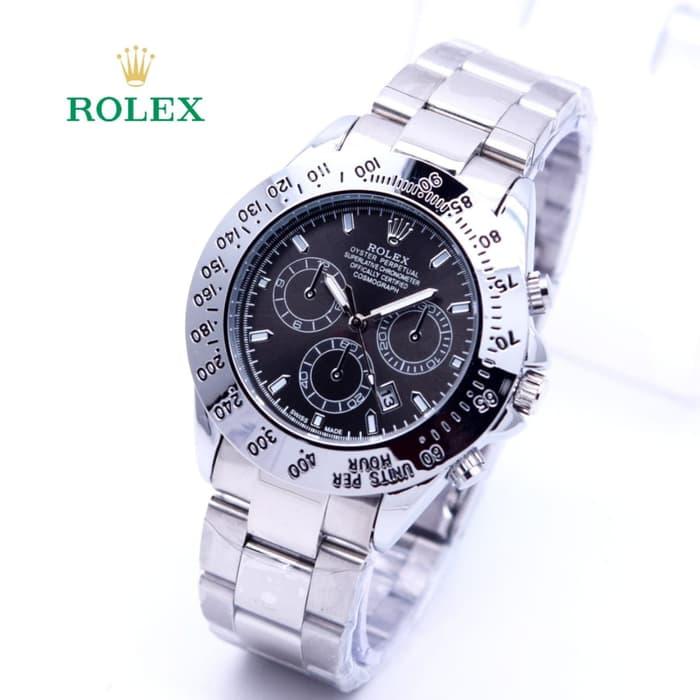 Jam Tangan Wanita / Cewek Rolex Ladies Daytona Rantai Silver Black