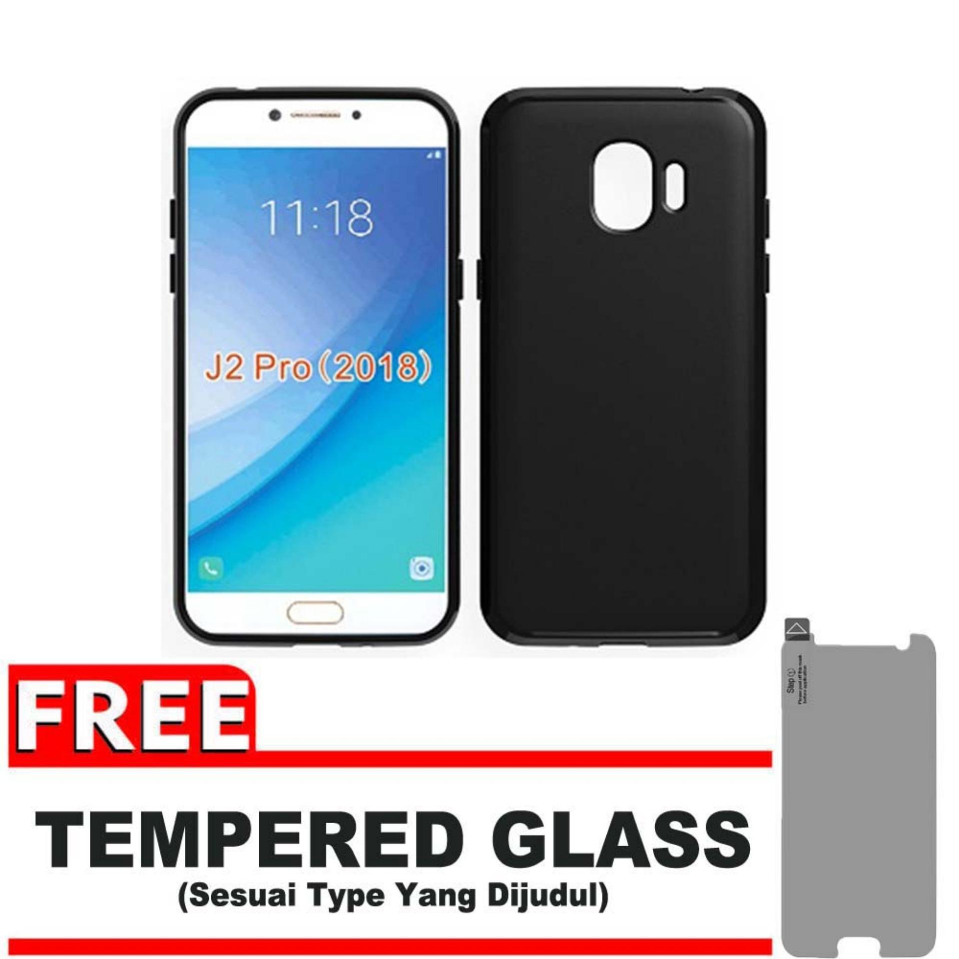 DarkNight for Samsung Galaxy J2 Pro (2018) / Grand Prime Pro / 4G LTE / Duos | Slim Case Black Matte Softcase Premium (Anti Minyak/Anti Sidik Jari) - Gratis Free Tempered Glass Protector - Hitam Doff