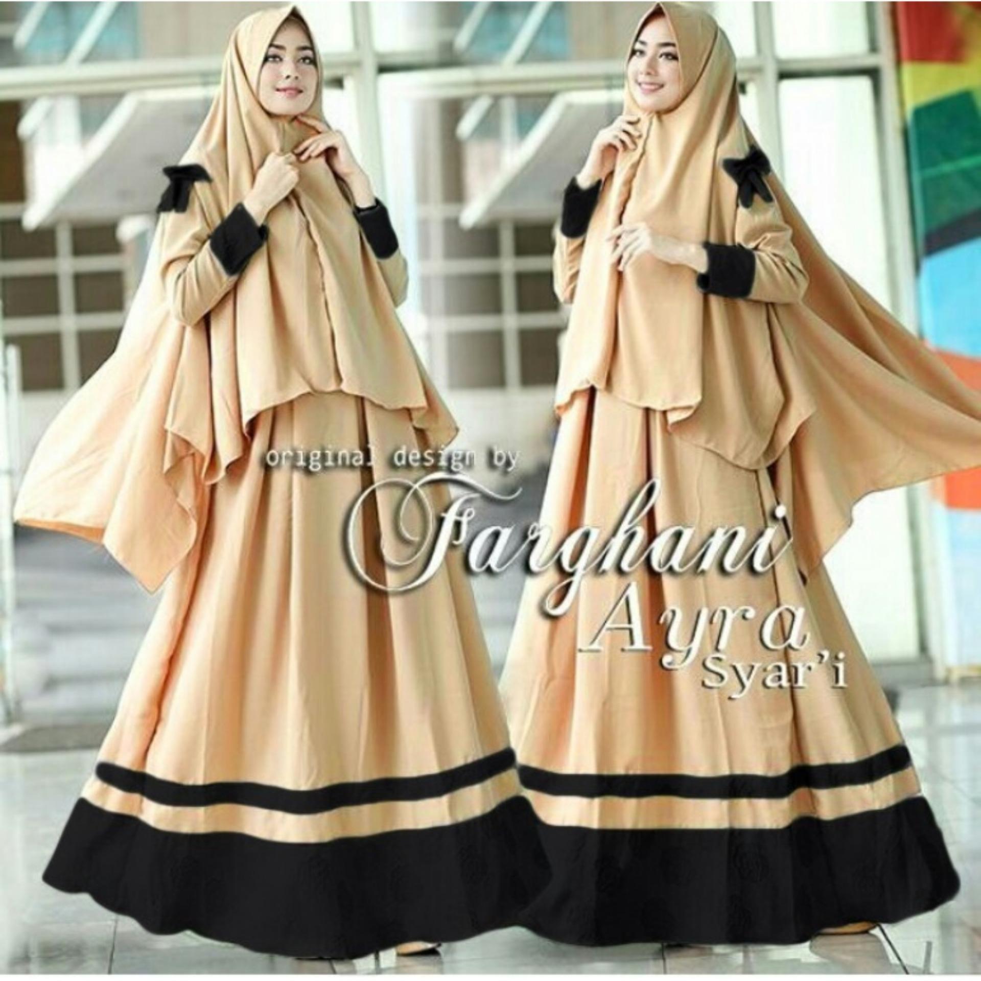 GAYRA Dress Gamis SYARI MAXI MUSLIM Wanita Dress Jumpsuit lebaran Muslimin 1 Set Kerudung