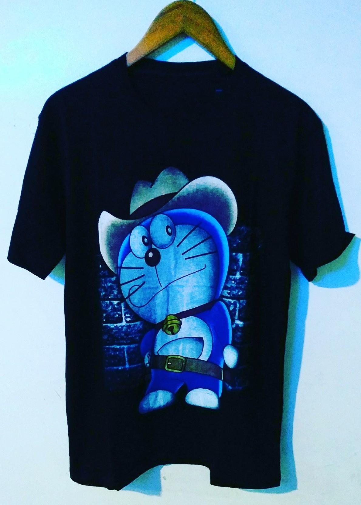 Amazon distro-kaos distro T-shirt fashion 100% soft cotton combed 30s kaos pria kaos fashion baju distro T-shirt gambar DORAEMON kartun marvel sablon plastisol atasan pria wanita katun simple keren cowok cewek pakaian distro