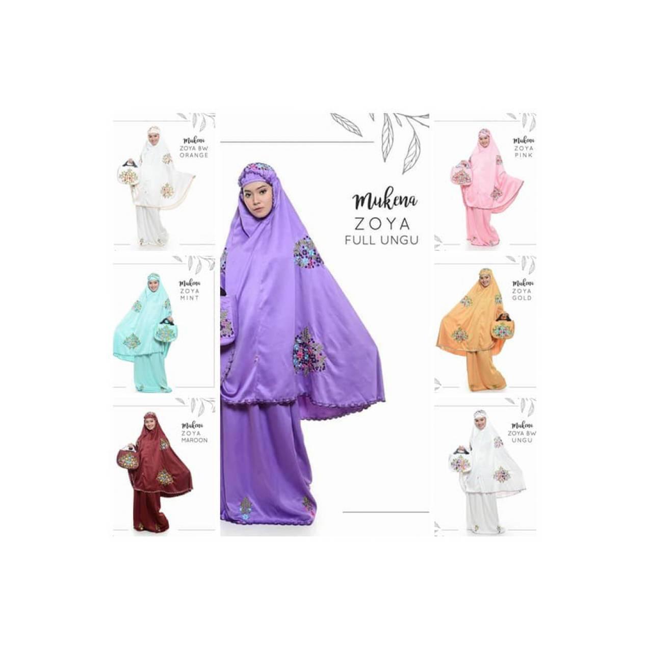 Mukena Jumbo - Mukena Sutra Satin Zoya Bordir Handmade Terlaris TJA