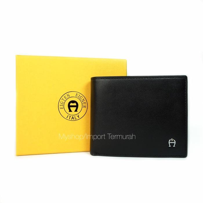 DOMPET PENDEK KULIT ASLI PRIA COWO IMPORT BRANDEK AIGNER 308 BLACK