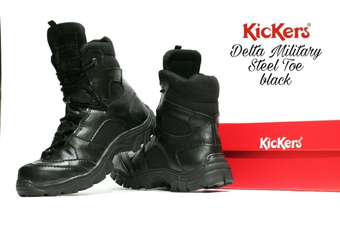 Promo SEPATU BOOTS TACTICAL KICKERS DELTA MILITARY SAFETY UJUNG BESI HITAM Diskon