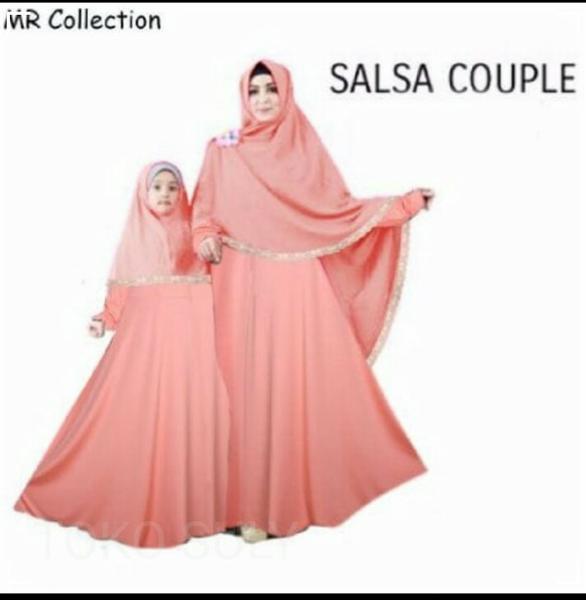 BAJU BUSANA MUSLIM GAMIS SALSA COUPLE DUSTY IBU DAN ANAK PLUS HIJAB High Quality