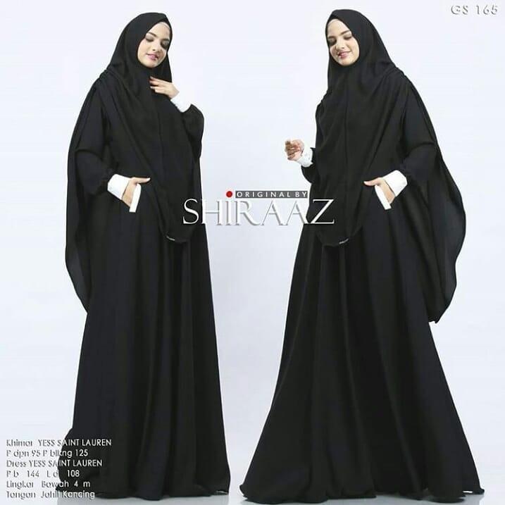 Baju Muslim Original Gamis Shiraaz Syari Dress Wolfice Baju Panjang Muslim Dress+Khimar Casual Wanita Pakaian Hijab Modern Modis Trendy Terbaru 2018