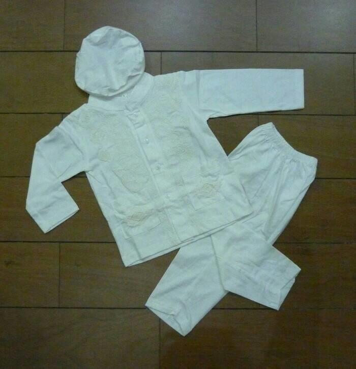 1 TAHUNAN setelan koko bayi putih bordir warna /stelan koko bayi kaos