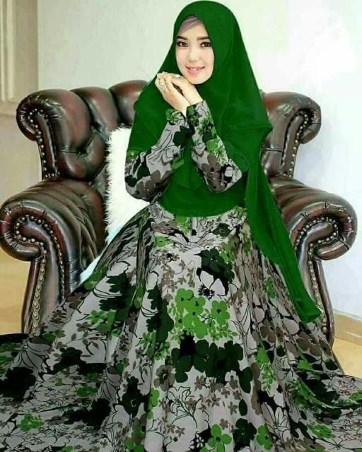GAMIS SYARI WOLFIS MURAH /GAMIS SYARI WOLFIS BEST SELLER BERY HIJAU PLUS KHIMAR SIFON CERUTY 2LAYER