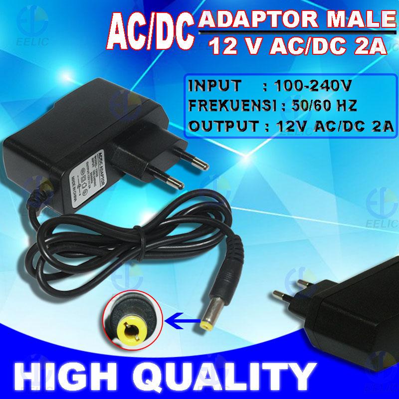 EELIC ADT-2AMP HITAM AC/DC ADAPTOR CHARGER 12 VOLT 2 AMPERE ADAPTOR CCTV ADAPTOR LAMPU STRIP LIGHT CHARGER BATERAI 12V BERKUALITAS TINGGI