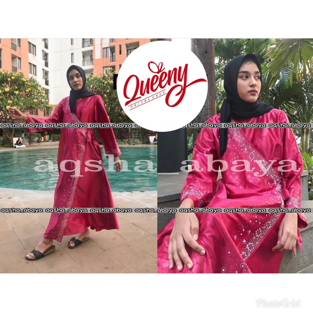 gamis abaya muslimah / abaya arab islami / abaya satin marbella fashion muslim kombinasi payet mewah