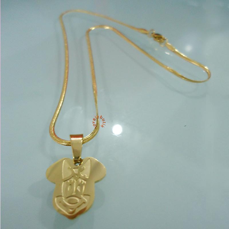 Lovely Minnie Mouse  Kalung Titanium Gold Wanita / Kalung Titanium Wanita / Kalung Titanium / Aksesoris / Aksesoris Wanita / Kalung Wanita