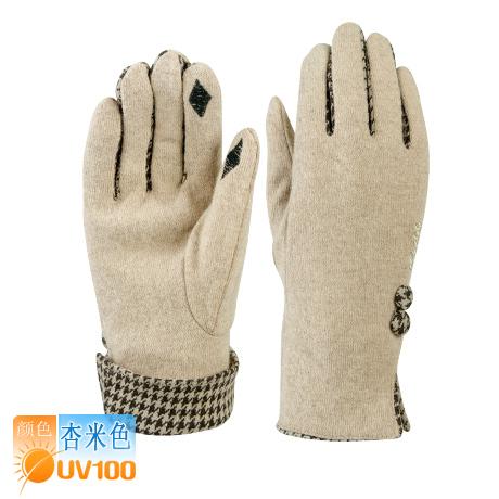 UV100 wanita musim gugur dan musim dingin elastis wol sarung tangan hangat sarung tangan (Aprikot beige)