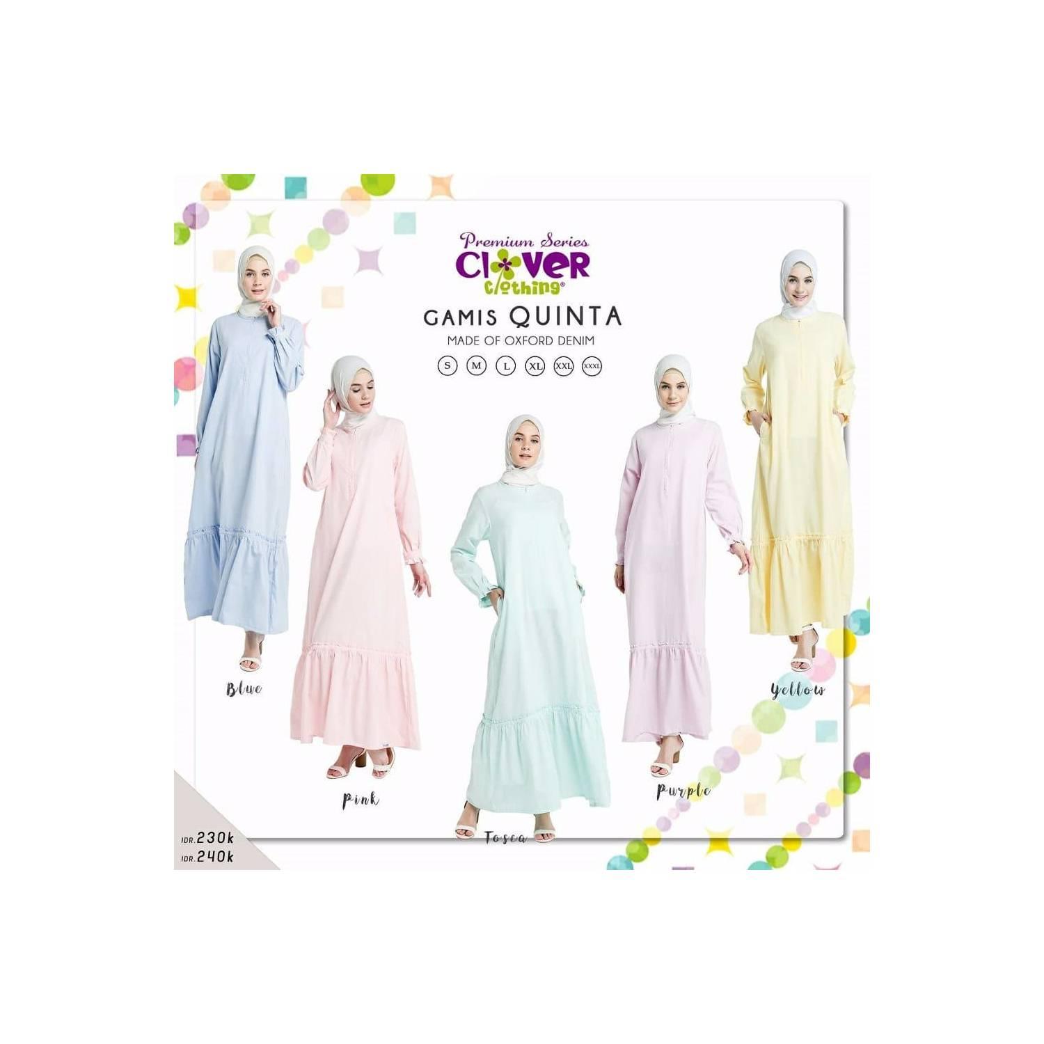 MURAH Gamis Clover Clothing Quinta Dress Pastel Oxford Denim Jual Baj