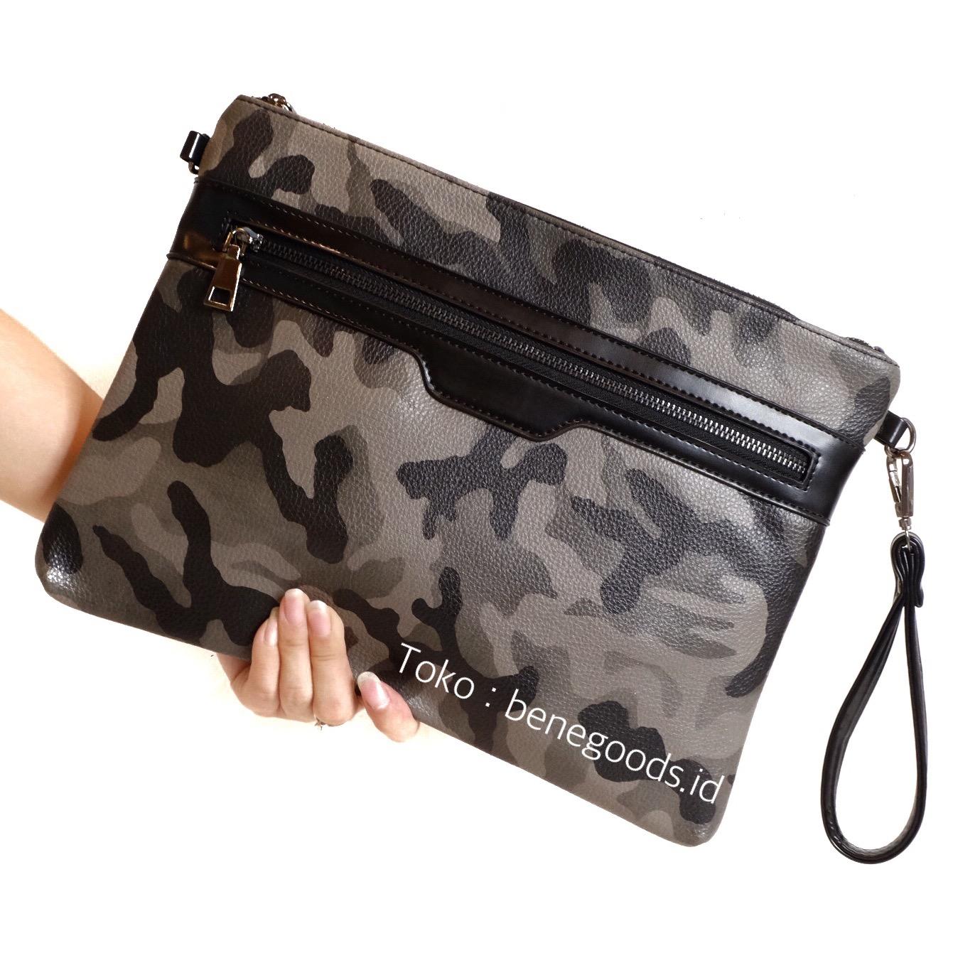 TAS TANGAN HANDBAG CLUTCH KULIT IMPORT MOTIF ARMY CAMOUFLAGE PRIA WANITA 8691