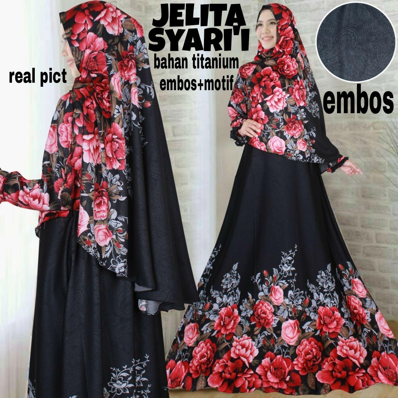 JELITA GAMIS MUSLIM WANITA l MAXI DRESS l PAKAIAN ISLAM l FASHION MUSLIM WANITA l PAKAIAN LEBARAN NAVY HITAM SALEM TURKISH MAROON TITANIUM EMBOS