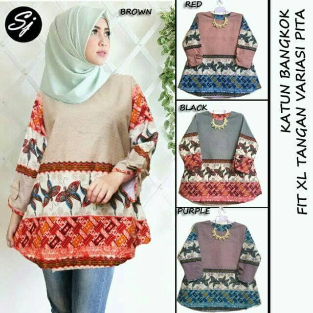 Tearu batik blouse baju wanita batik pesta elegan branded mewah terompet