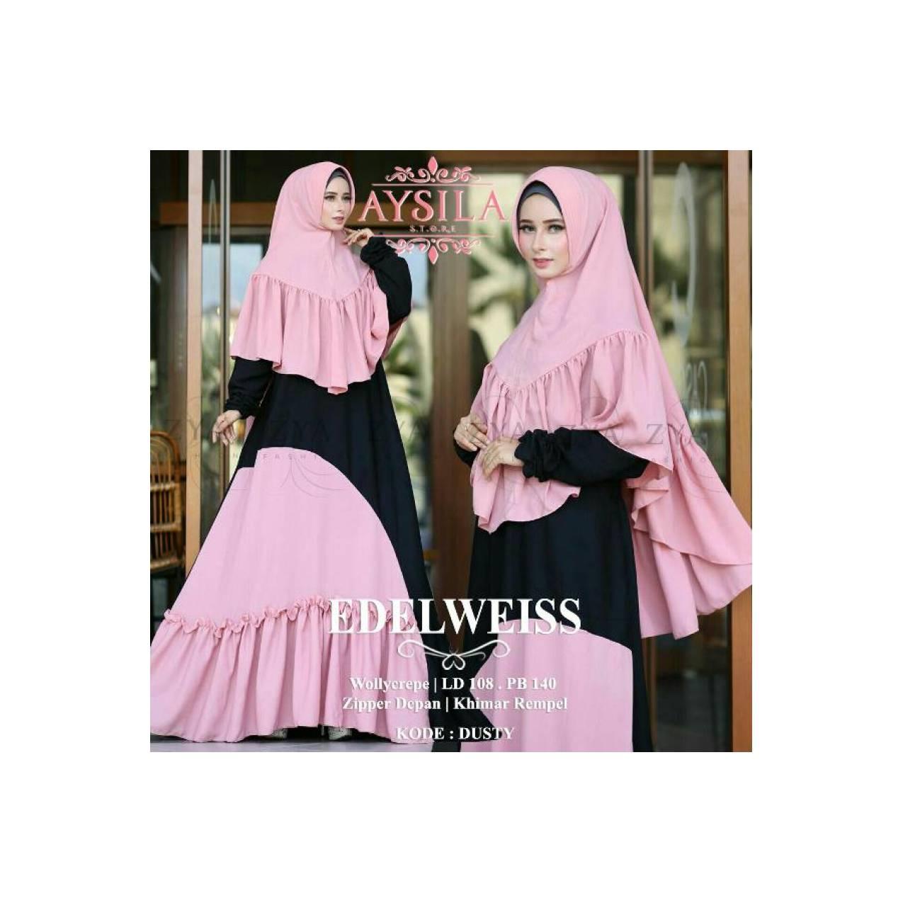 Dress Muslim Edelweis Syari Ori Aysila-Model Terbaru-Menarik
