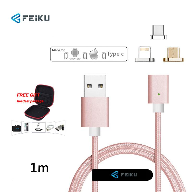 FEIKU 1M Gen5 USB C + Lightning + Micro USB ( Android ) 3 in 1 Fast Charging Sync Data Magnetic Cable