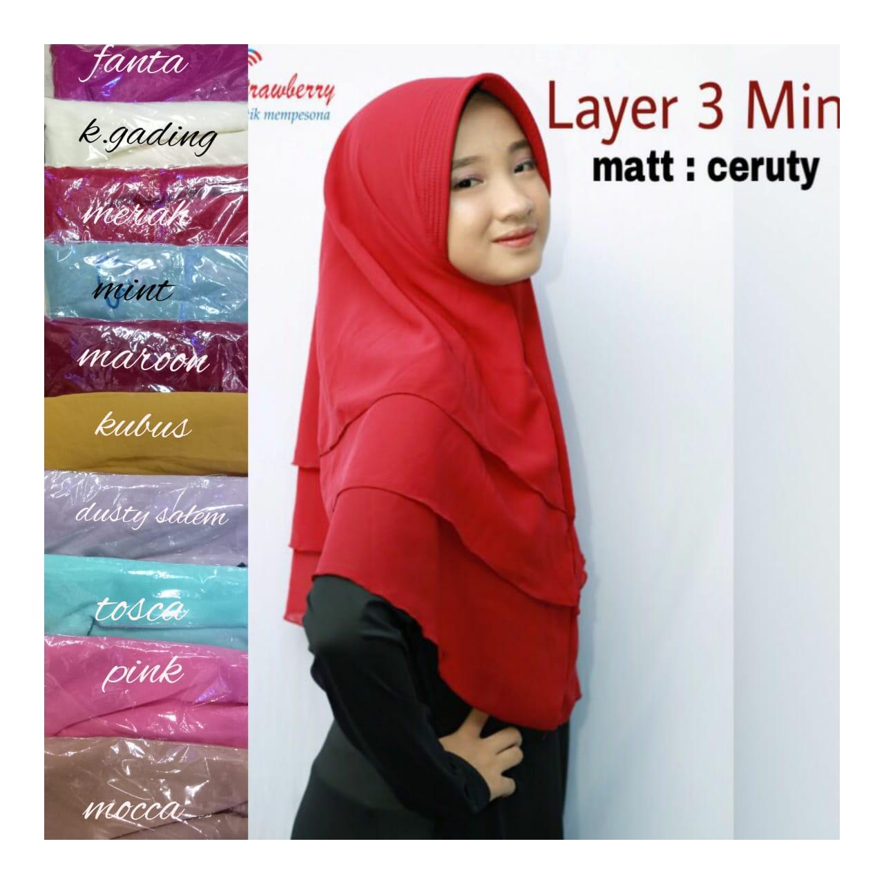 Khimar pet ceruti 3 layer mini/ Jilbab Instan Khimar Syari mini 3 Layer Hijab/ khimar pet mini 3 layer