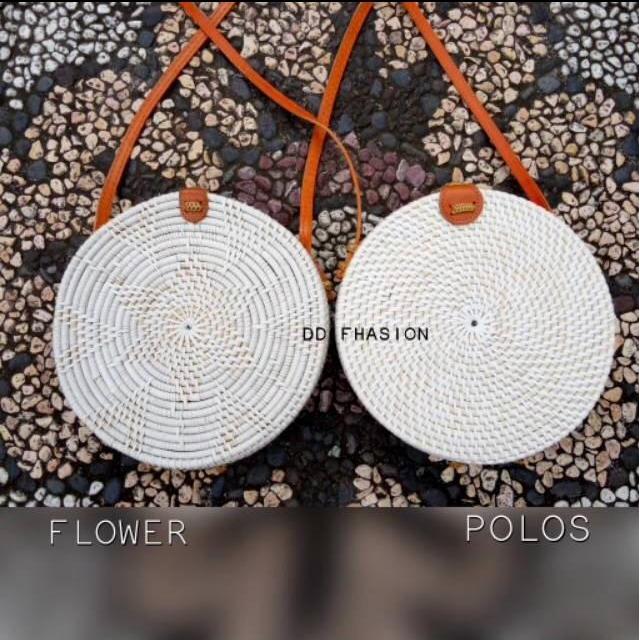 Tas Ratan ate Bali/Tas Ratan ate Warna Putih/Motif Polos/Tas Rajut - Raisa 20Cm