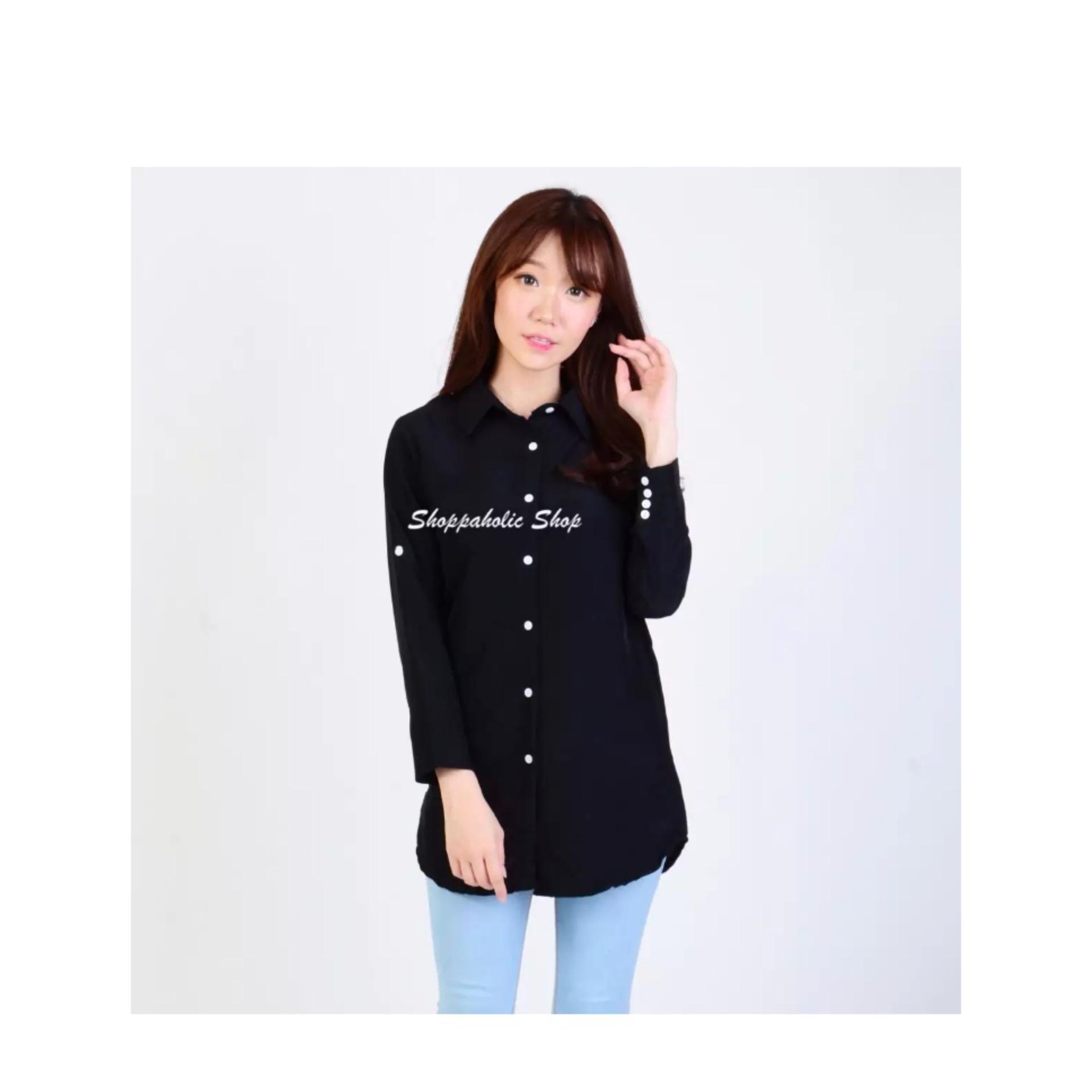 GA Fashion Kemeja Air Hitam Baju Wanita / Blouse Korea / Atasan Wanita / Baju Formal / Kemeja Wanita / Kemeja Formal / Atasan Muslim / Kemeja Cewek Tunik / Blouse Sabrina / Dress Muslim / Dress Cantik