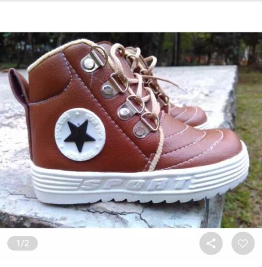 SEPATU BOOT ANAK MDL BINTANG COKLAT TUA