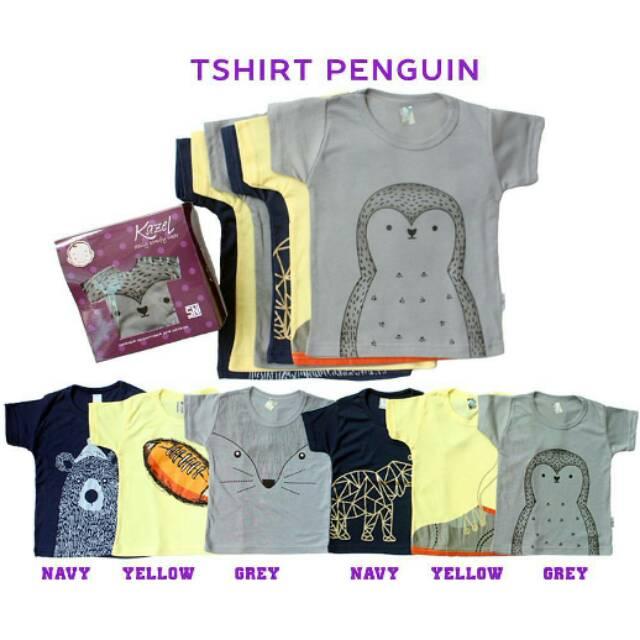 Baju Bayi/Baju Anak/T-Shirt Kazel pinguin 1 kotak isi 6 pcs baju Variasi XL