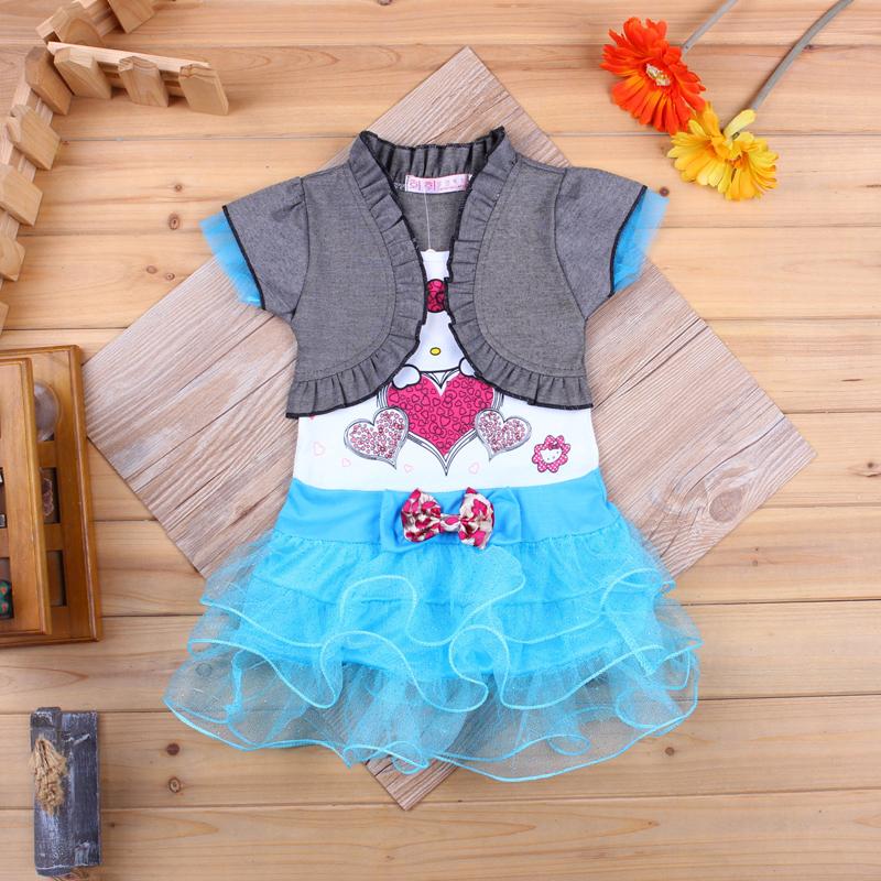 Hello Kitty P29 Anak Perempuan Children Yang Tidak Kenal Dua Potongan Gaun (Biru X06D-HL-8124)