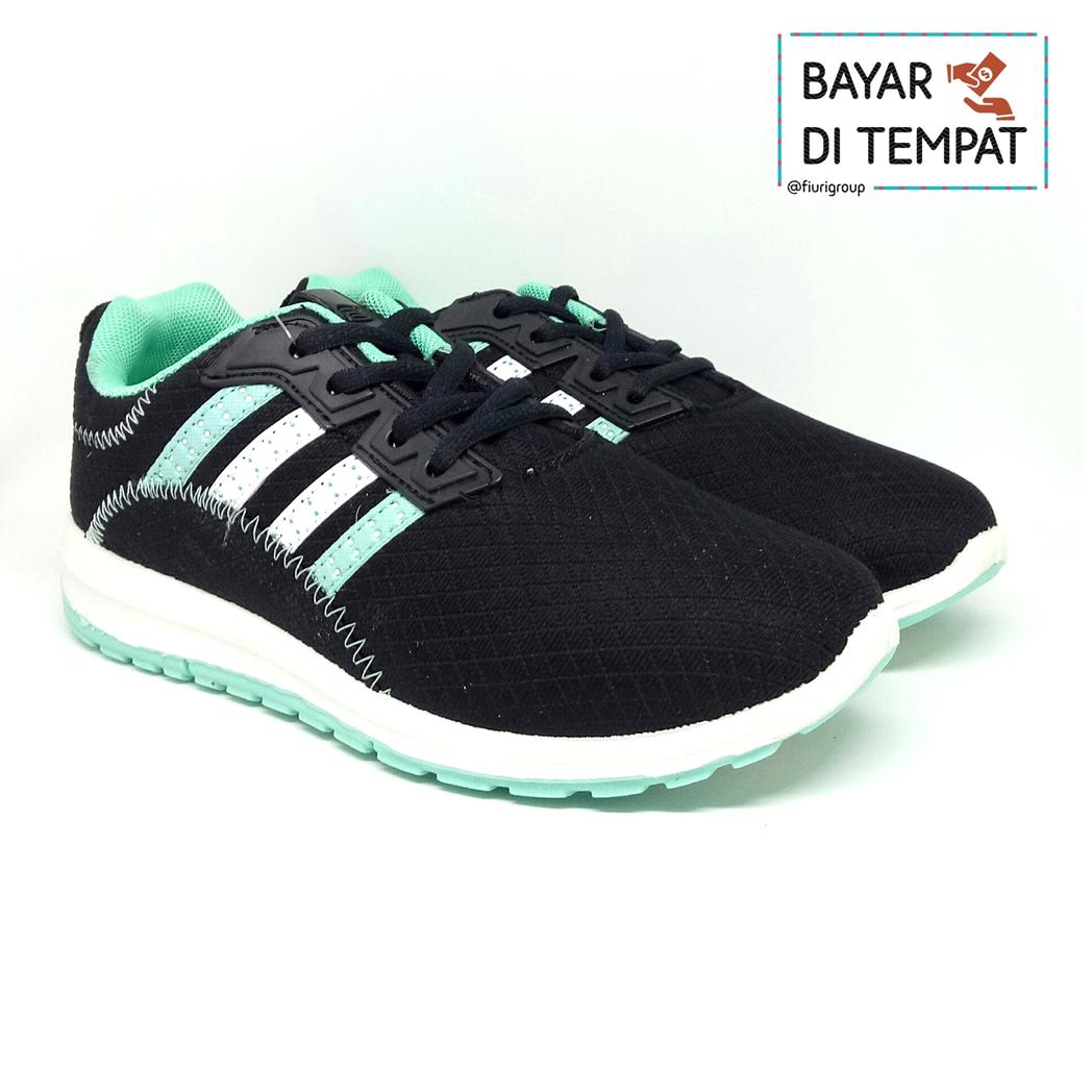 FIURI - Ando Original - Plano Black Tosca - Sepatu Olahraga Sneakers Sport - Sepatu Ando - Sepatu Olah Raga Jogging Lari Fitness Senam Gym Kuliah Sekolah Bertali Wanita Anak Perempuan