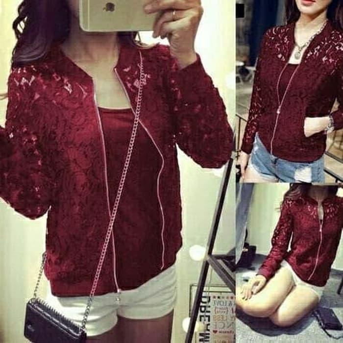 LYCAN - Jaket Wanita Jaket Brukat - Maroon