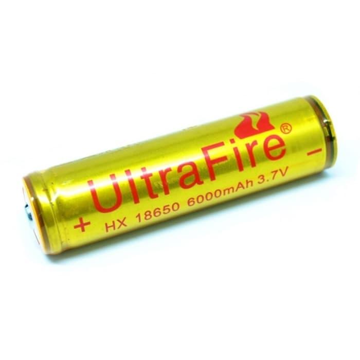UltraFire Baterai 18650 3.7V 6000mAh Button Top Batre Senter Led Laser