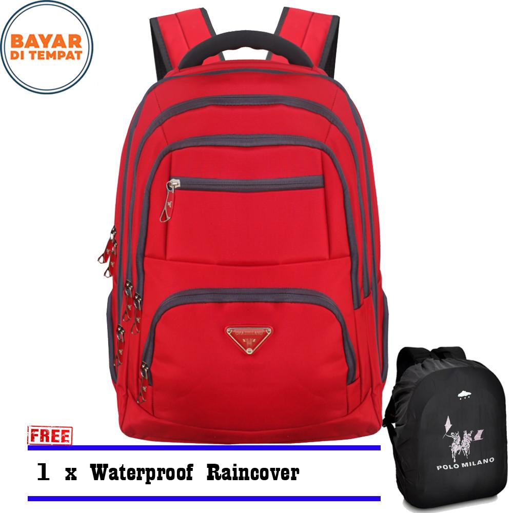 Polo Milano Tas Ransel pria tas wanita Tas Laptop Tas Punggung Tas Kerja dan Kuliah 88099RZ-18 Highest Spec Polo Backpack Import Original Red